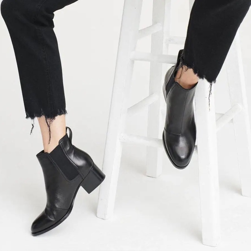 Rag & Bone Walker Leather Ankle Boots, Black, Size 41/11